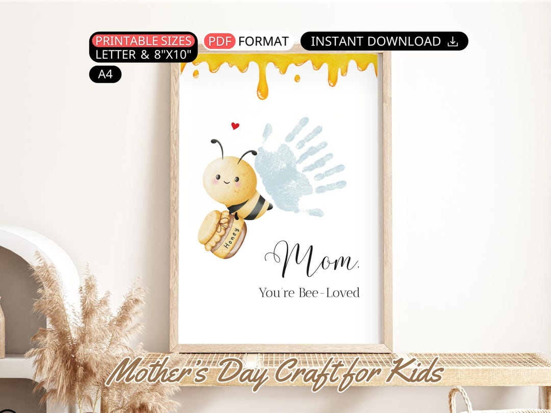 Mothers Day Handprint Art Printable Bee Handprint Craft DIY Baby ...