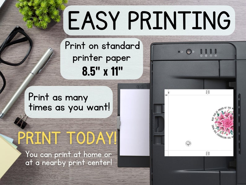 You'll get a PDF file that you can easily print at home. There's plenty of space inside for your own message.