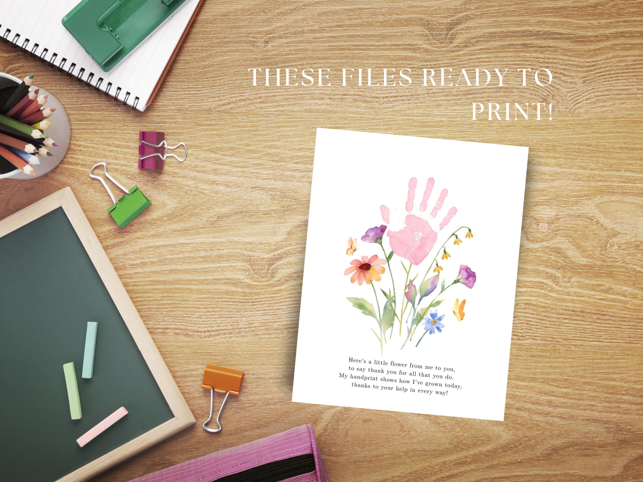 Teacher Appreciation Gift Printable Thank You Handprint Flower Art Poem ...