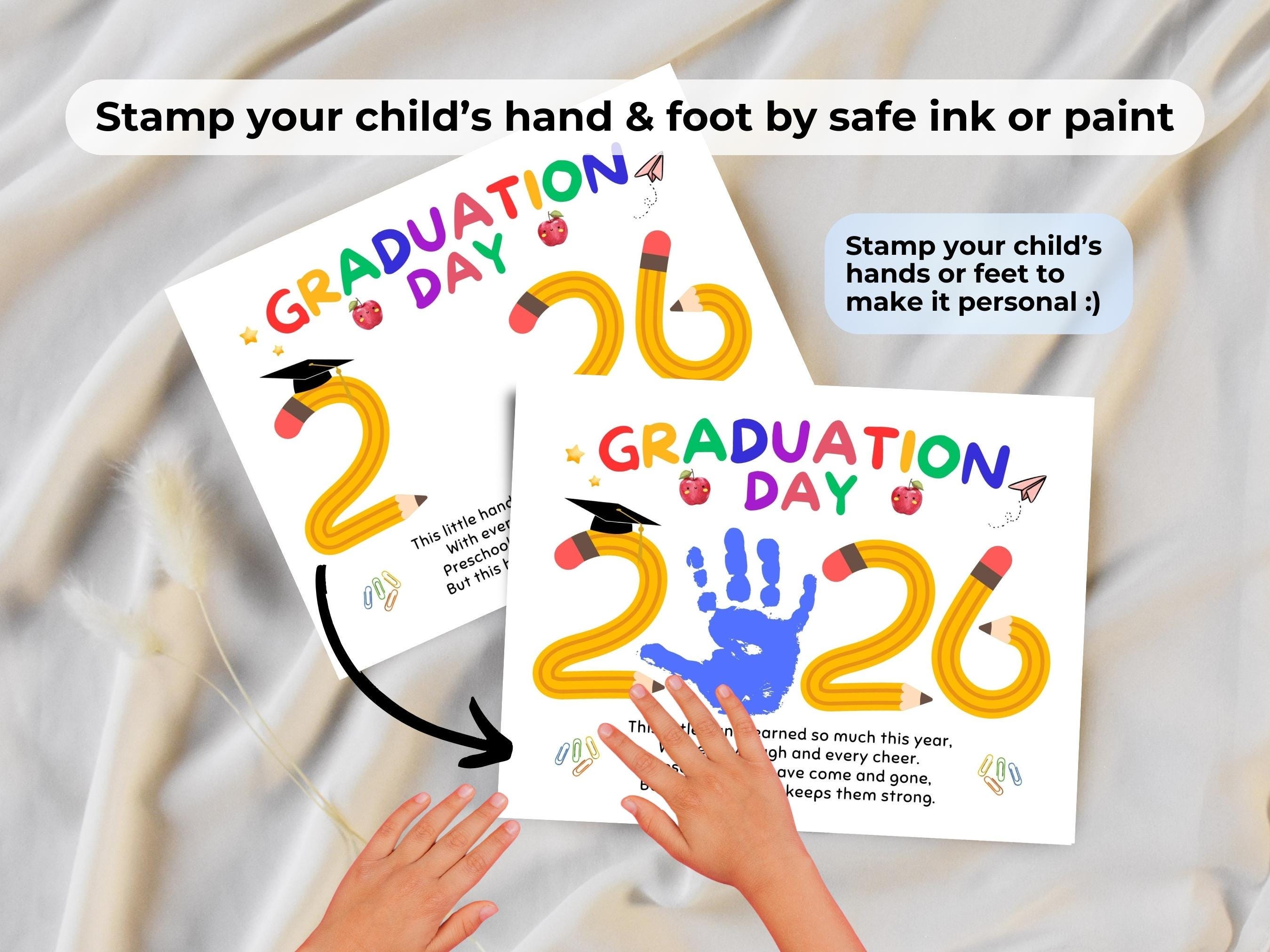 Preschool Graduation Handprint Craft: Last Day of School Handprint Art ...