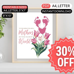 Make Mom's day extra special with our DIY Flower Footprint Mother's Day Art Print and Greeting Card set! 🌷 Let kids, children, and toddlers create a unique gift for Mom with their footprints and some paint.