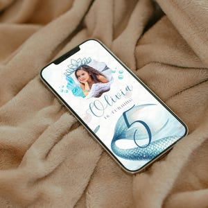 Mermaid Birthday Invitation Video Editable | Ocean Mermaid Tail Birthday Party Invite for Girl | Pool Party Under the Sea Theme | Digital Canva