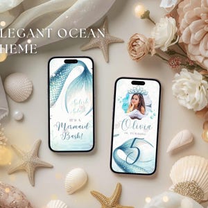 Mermaid Birthday Invitation Video Editable Canva | Animated Mermaid Tail Party Invite | Ocean Pool Party Birthday Invitation for Girls | Digital Download