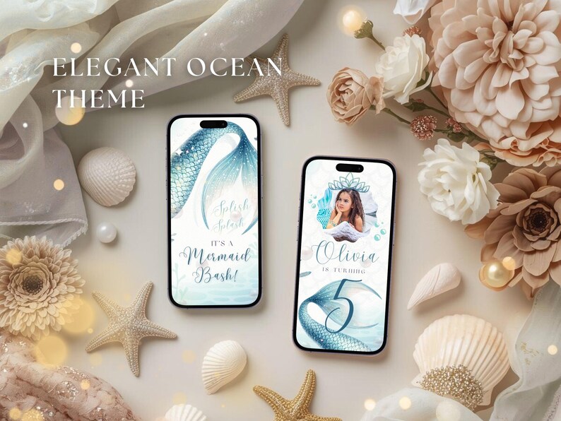 Mermaid Birthday Invitation Video Editable Canva | Animated Mermaid Tail Party Invite | Ocean Pool Party Birthday Invitation for Girls | Digital Download