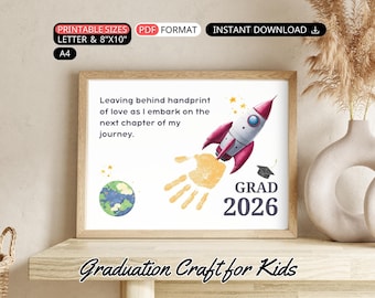 Graduation Handprint Craft Toddler: Last Day of School Handprint Art Poem Kid DIY Activity Printable Preschool Kindergarten Grad Keepsake