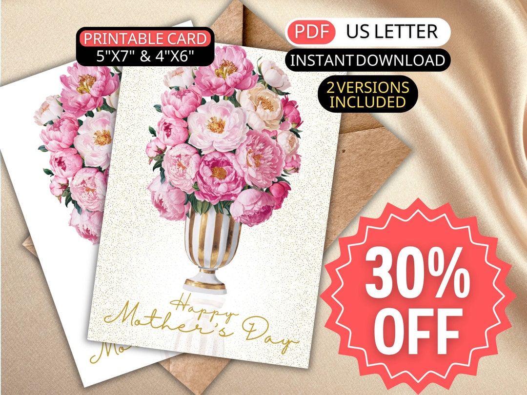 Watercolor Peony Mothers Day Card From Daughter to Mom Gift for Mother ...