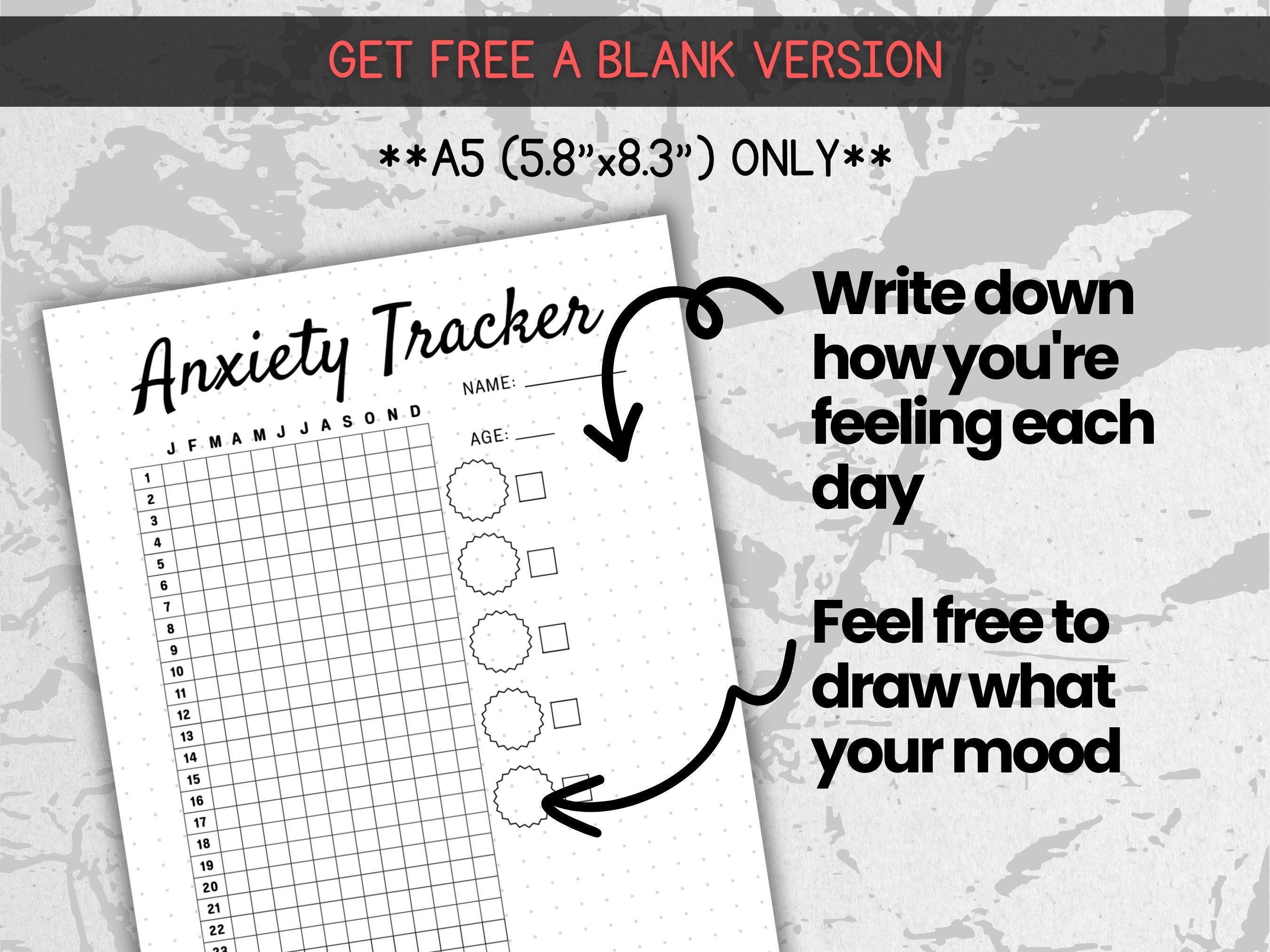 Anxiety Tracker Printable Journal Page, Mood Tracker for Daily Anxiety ...