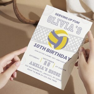 Modern Volleyball Birthday Invitation: Sport Theme Birthday Party Invite for Girl Boy Kid Digital Beach Volleyball Party Invite for Teen Editable Canva