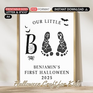 Baby First Halloween Footprint Art for Infant Boo Footprint Craft DIY Baby Keepsake Gift Printable Preschool Activity Fall Toddler Craft Kid