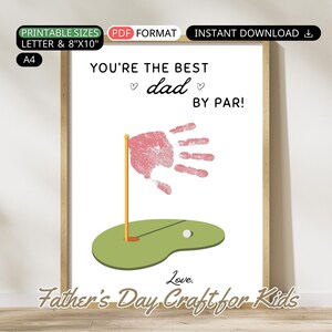 Fête des pères, empreinte de main, golf artisanal, papa, meilleur papa de Par, cadeau imprimable bricolage pour tout-petits, cadeau de golf, papa, anniversaire préscolaire, fête des pères, souvenir