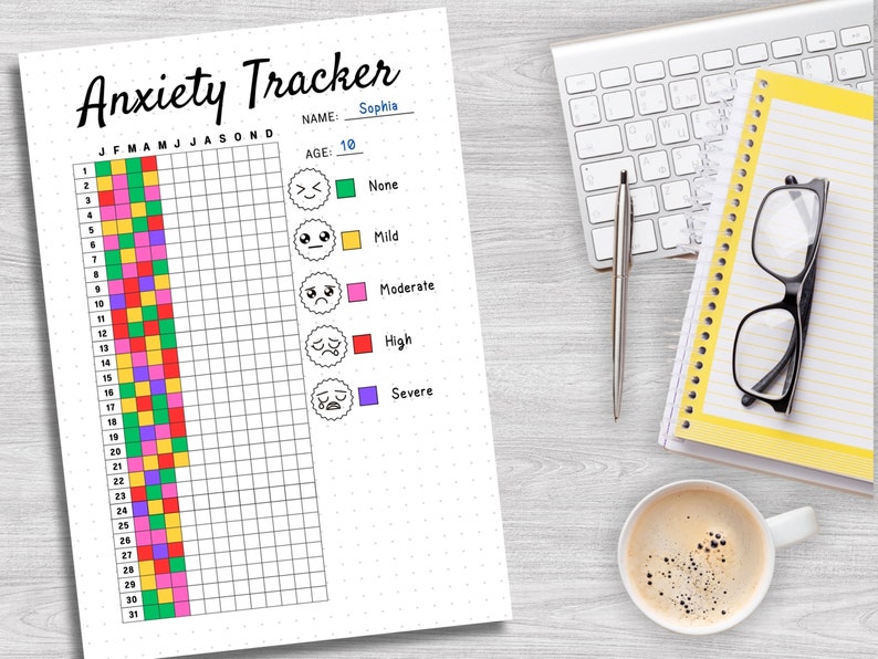 Anxiety Tracker Printable Journal Page, Mood Tracker for Daily Anxiety ...