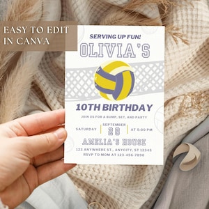 Game On Volleyball Birthday Invitation | Editable Canva Template | Modern Sport Party Invite for Kids | Digital Download