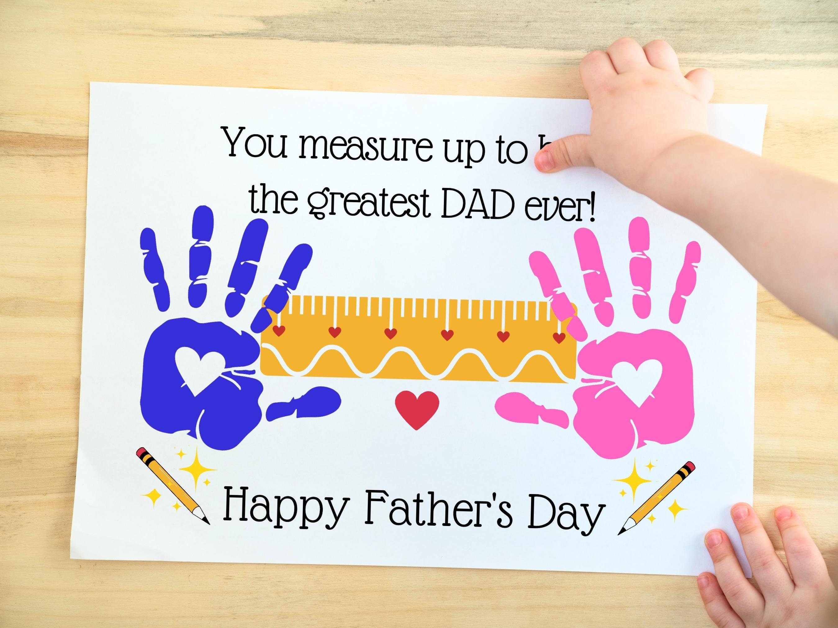 Ruler Measure Fathers Day Handprint Craft Kids Art Printable Activity ...