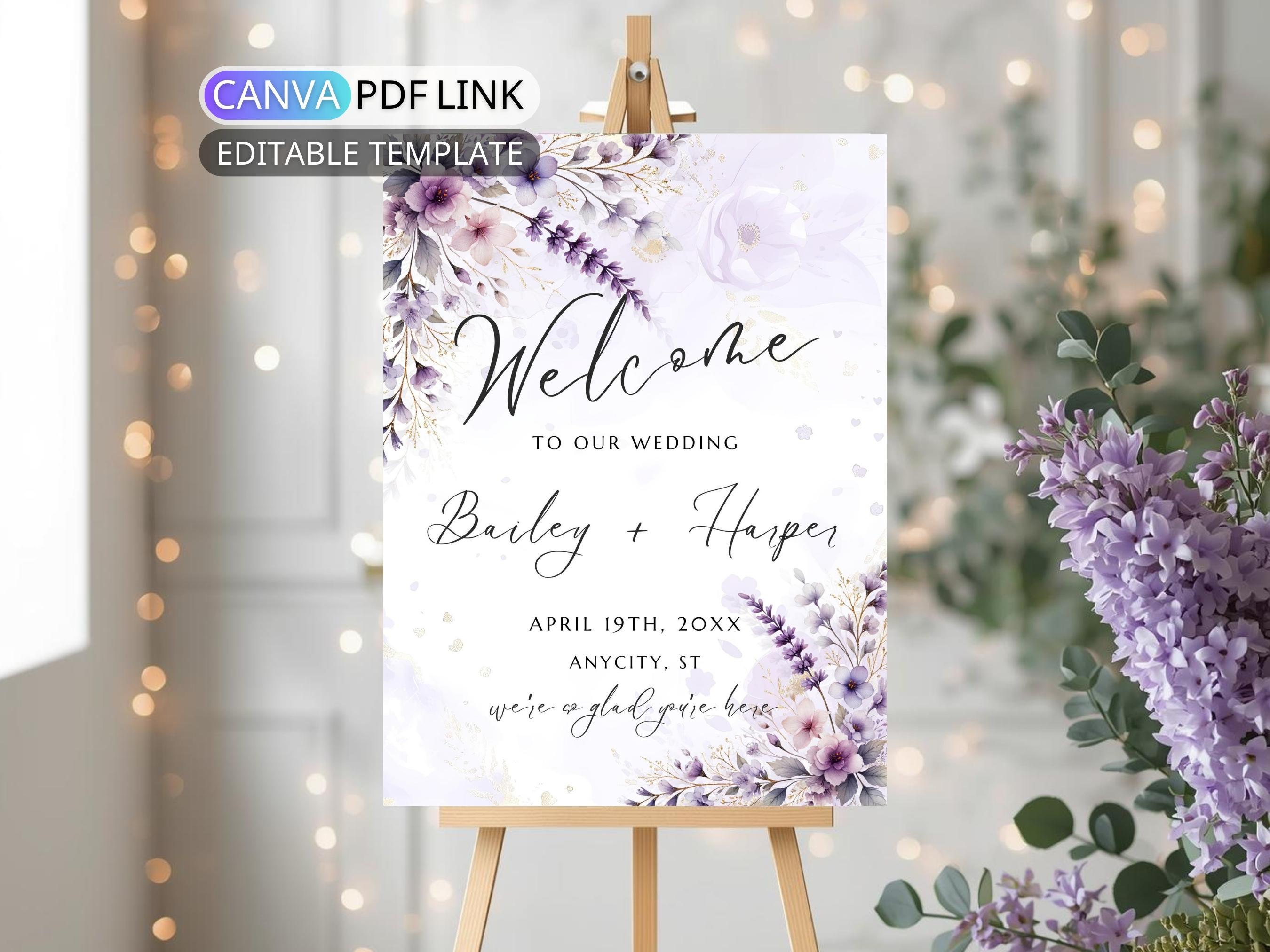 Purple wedding sign - Etsy México, image size:2700x2025