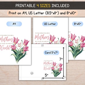 Print on A4, US letter (8.5x11 inches), and 8x10 inches. with happy mothers day greeting card 4 sizes