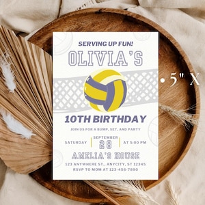 Volleyball Birthday Invitation for Kids | Editable Canva Template | Sport Themed Birthday Party | Modern Digital Invite