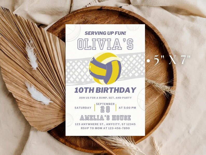 Volleyball Birthday Invitation for Kids | Editable Canva Template | Sport Themed Birthday Party | Modern Digital Invite