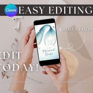 Mermaid Birthday Invitation Video Template Canva Elegant Birthday Party Invite Kid Animated Mermaid Pool Party Girl Invite Digital Editable