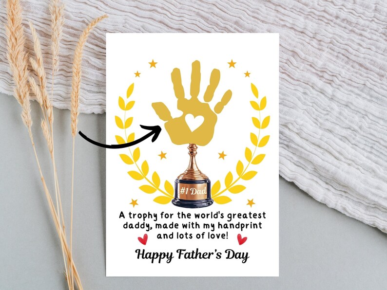 Easy Trophy Fathers Day Handprint Craft Preschool Activity Printable ...