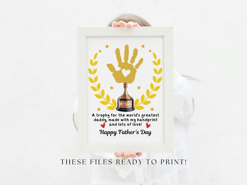 Easy Trophy Fathers Day Handprint Craft Preschool Activity Printable ...
