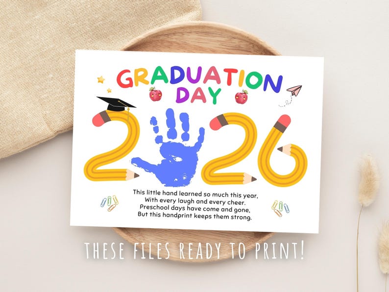 Preschool Graduation Handprint Craft: Last Day of School Handprint Art ...