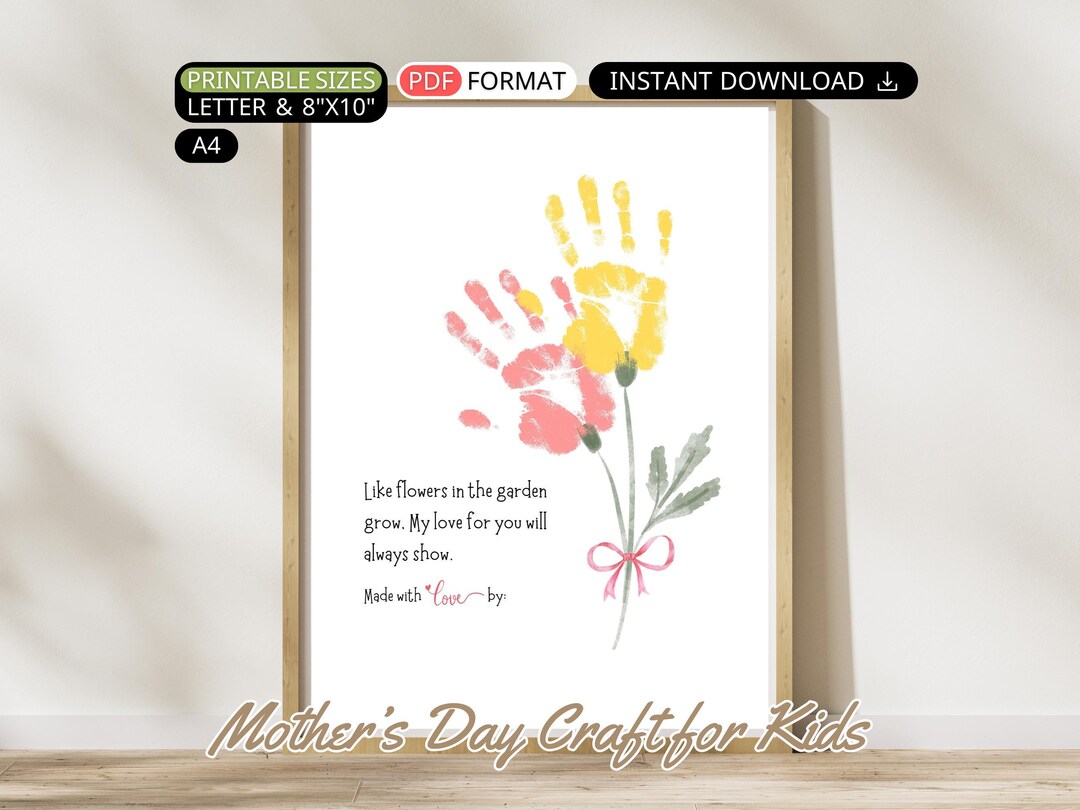 Mothers Day Flower Handprint Art Poem Kid: Floral Handprint Craft ...