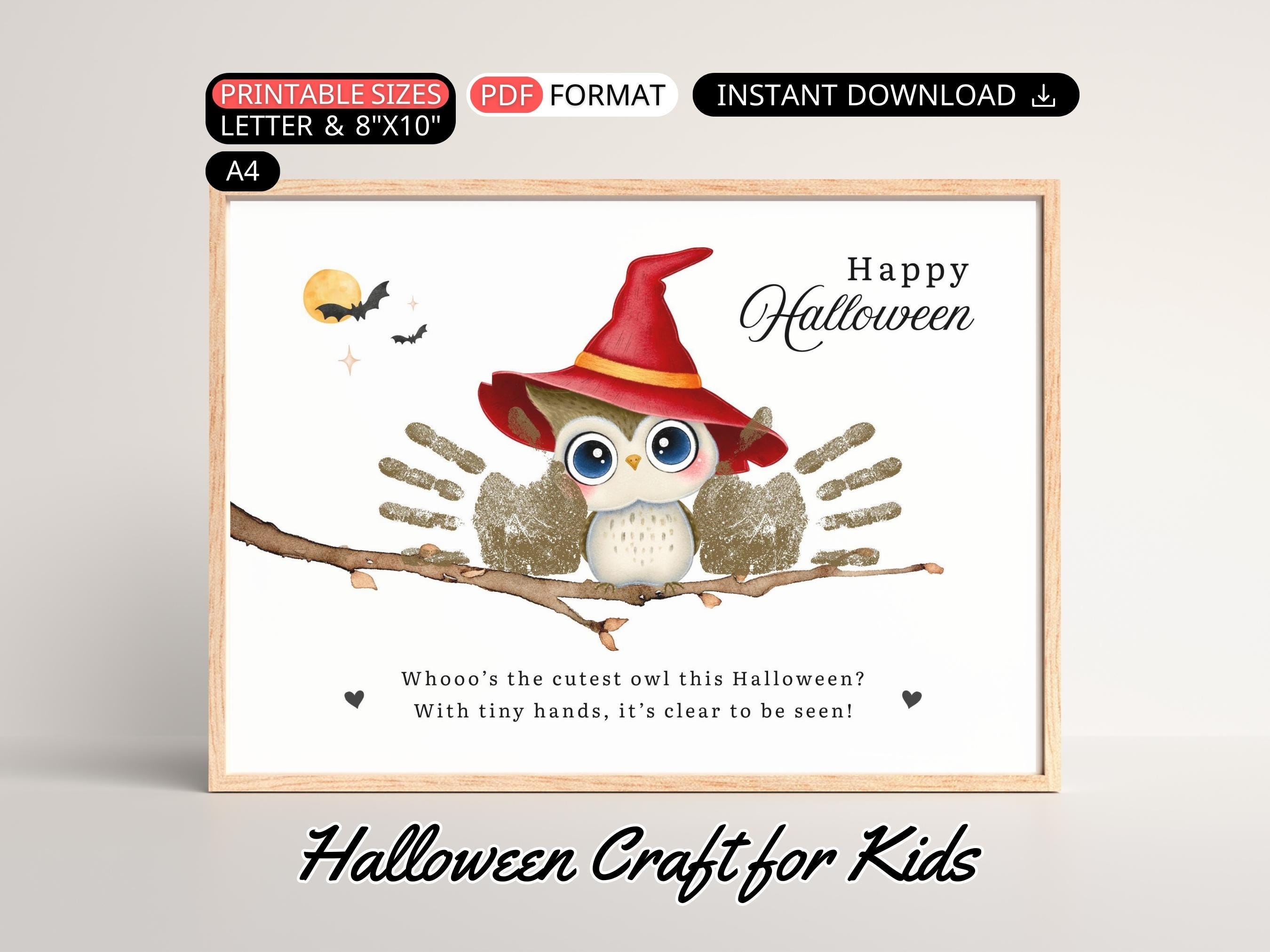 Halloween Owl Handprint Art Poem Kid Printable Halloween Handprint Craft DIY Baby Toddler Keepsake P