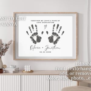 Minimalist Wedding Handprint Craft Template Canva Editable Printable ...