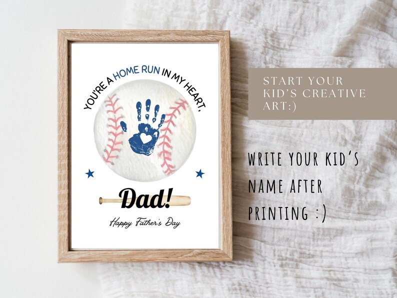 Baseball Fathers Day Handprint Craft DIY Toddler Gift for Dad Handprint ...