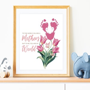 DIY Flower Footprint Mother's Day Art Print and Greeting Card set for a personalized gift