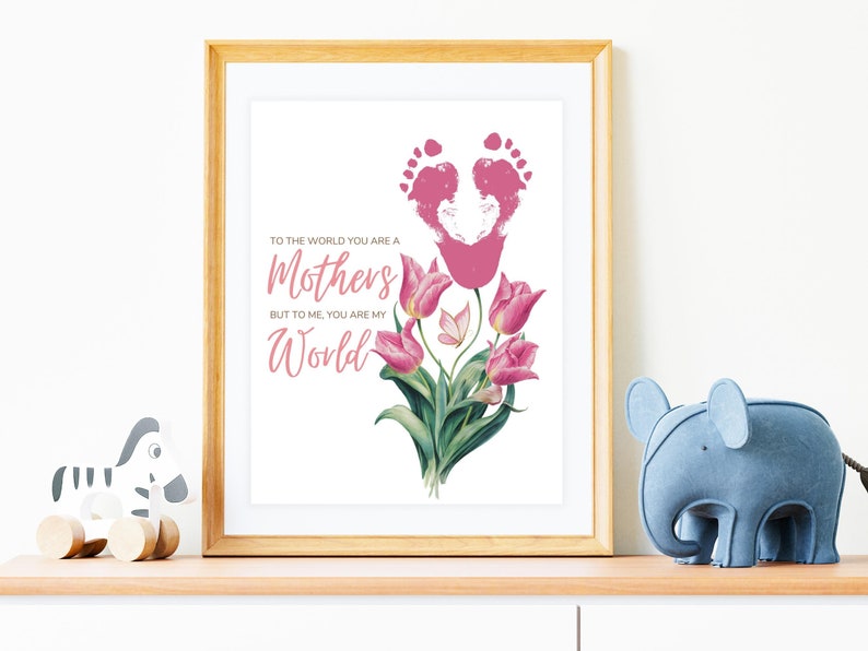 DIY Flower Footprint Mother's Day Art Print and Greeting Card set for a personalized gift