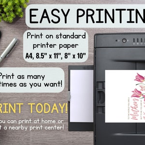 You will get a PDF file that you can easily print at home. It is a lovely and thoughtful card that Mom will adore.