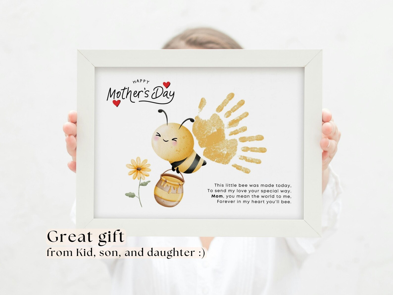 Mothers Day Handprint Art Poem: Bee Handprint Craft DIY Toddler ...