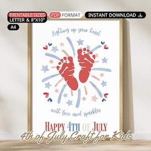 4. Juli Baby Fußabdruck Art Printable Vaterabdruck Handabdruck Handwerk Kind DIY Kleinkind Andenken Geschenk Juli 2019 Aktivität Vorschule Kindertagesstätte
