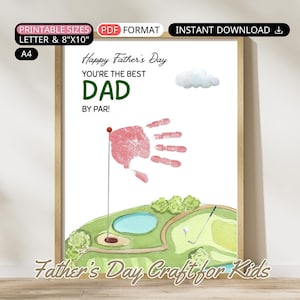 Vaderdag golf handafdruk ambachtelijke kunst afdrukbare beste vader door par DIY peuter baby aandenken cadeau vaderdag golf cadeau vader voorschoolse activiteit