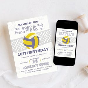 Volleyball Themed Birthday Invitation | Editable Canva Party Invite | Game On Birthday | Modern Sport Birthday Template