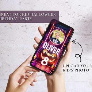 Neon Spooky Halloween Birthday Invite Video Template Editable Costume Party Invitation Animated Digital Canva Halloween Party