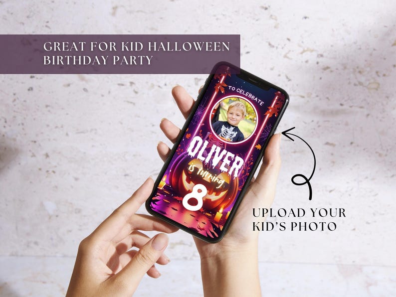 Neon Spooky Halloween Birthday Invite Video Template Editable Costume Party Invitation Animated Digital Canva Halloween Party