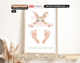 Easter Footprint Art Kid: Easter Bunny Footprint Craft Baby Toddler Keepsake Printable Preschool Activity Easter Infant Newborn Gift Digital