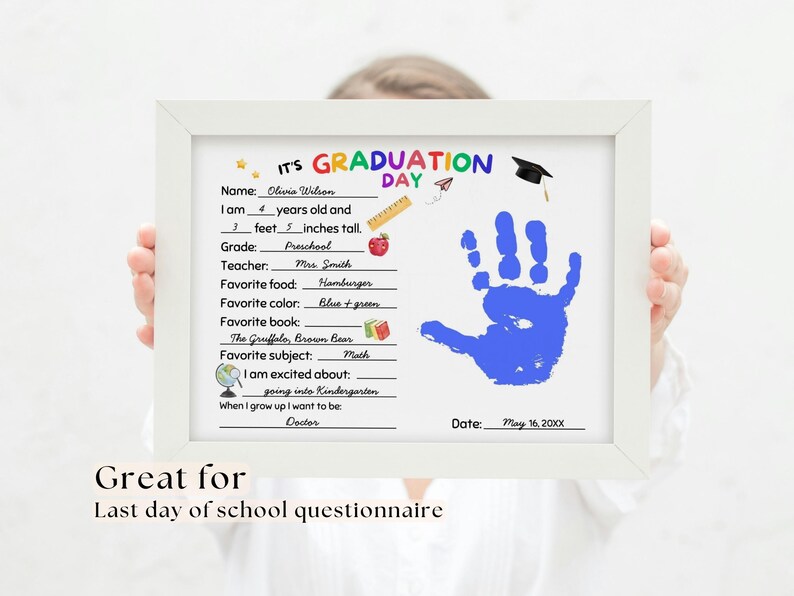 Last Day of School Handprint Art Kid: Preschool Graduation Handprint ...