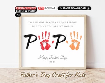 Fathers Day Handprint Craft DIY Toddler Keepsake: Papa Handprint Art Poem Kid Baby Printable Preschool Activity Dad Gift From Son Daughter