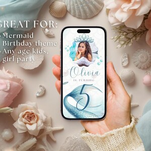 Mermaid Birthday Party Invite Video | Animated Under the Sea Mermaid Tail Invitation for Girl | Pool Party Birthday Editable Canva Digital