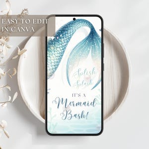 Mermaid Birthday Party Invitation Video | Animated Ocean Mermaid Tail Invite for Girl Birthday | Pool Party Mermaid Theme | Editable Canva Digital