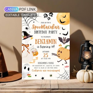Spooky Goose Halloween Birthday Invitation Template Editable Halloween Costume Party Invite Kid Boy Girl Digital Halloween Pumpkin Birthday