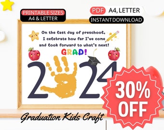 Last Day of Preschool Graduation Handprint Art Kid DIYs Craft Activity Prek Graduation Poem Daughter Son Graduates Student Gifts End of Year