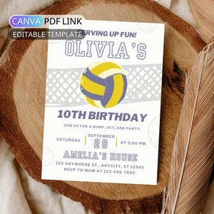 Volleyball Birthday Invitation Template Canva | Editable Sport Party Invite | Game On Birthday Party for Boys & Girls | Modern Volleyball Birthday Invitation Digital