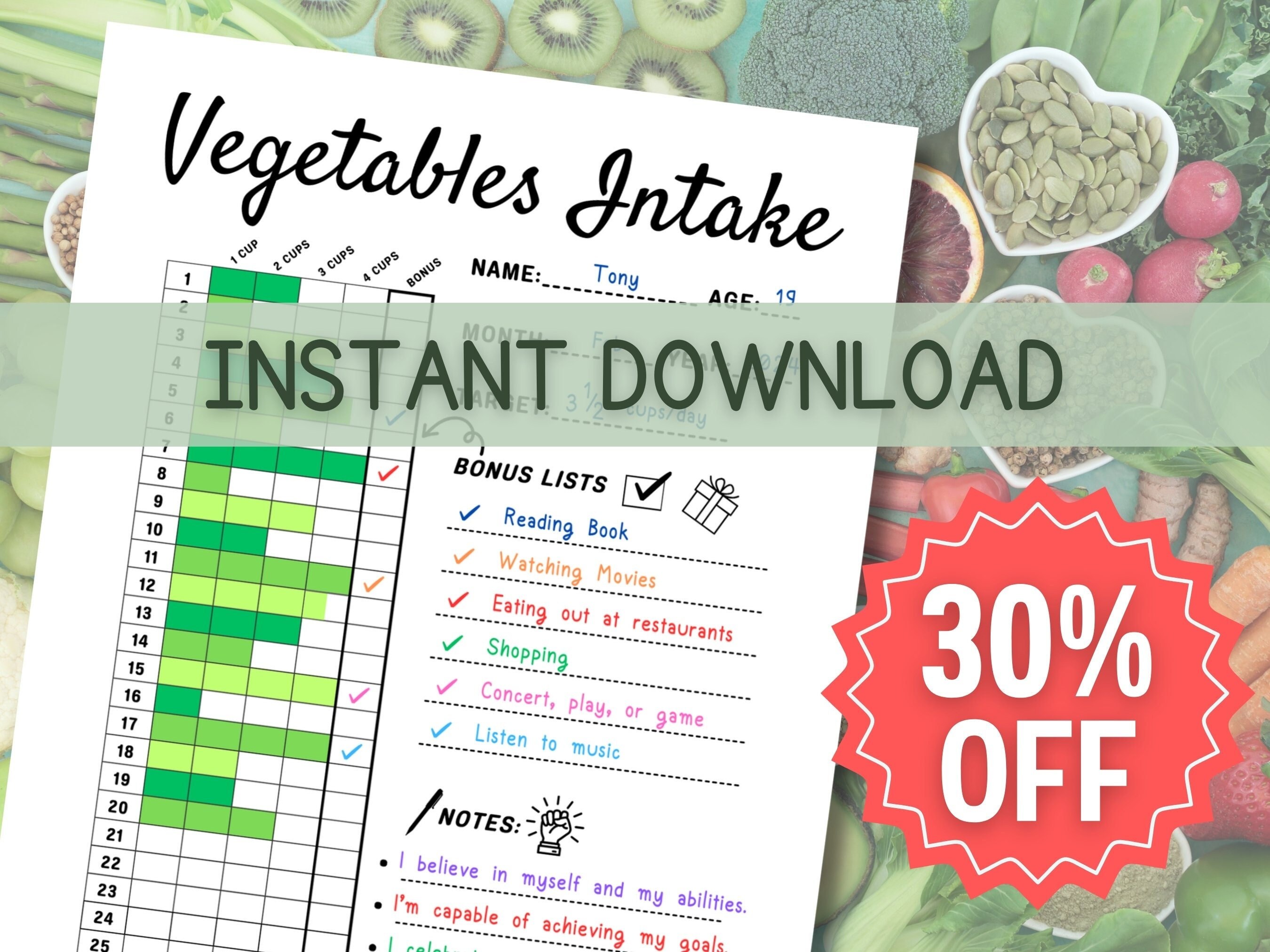 Healthy Habit Tracker Daily Planner Printable for Family Healthy Eating ...