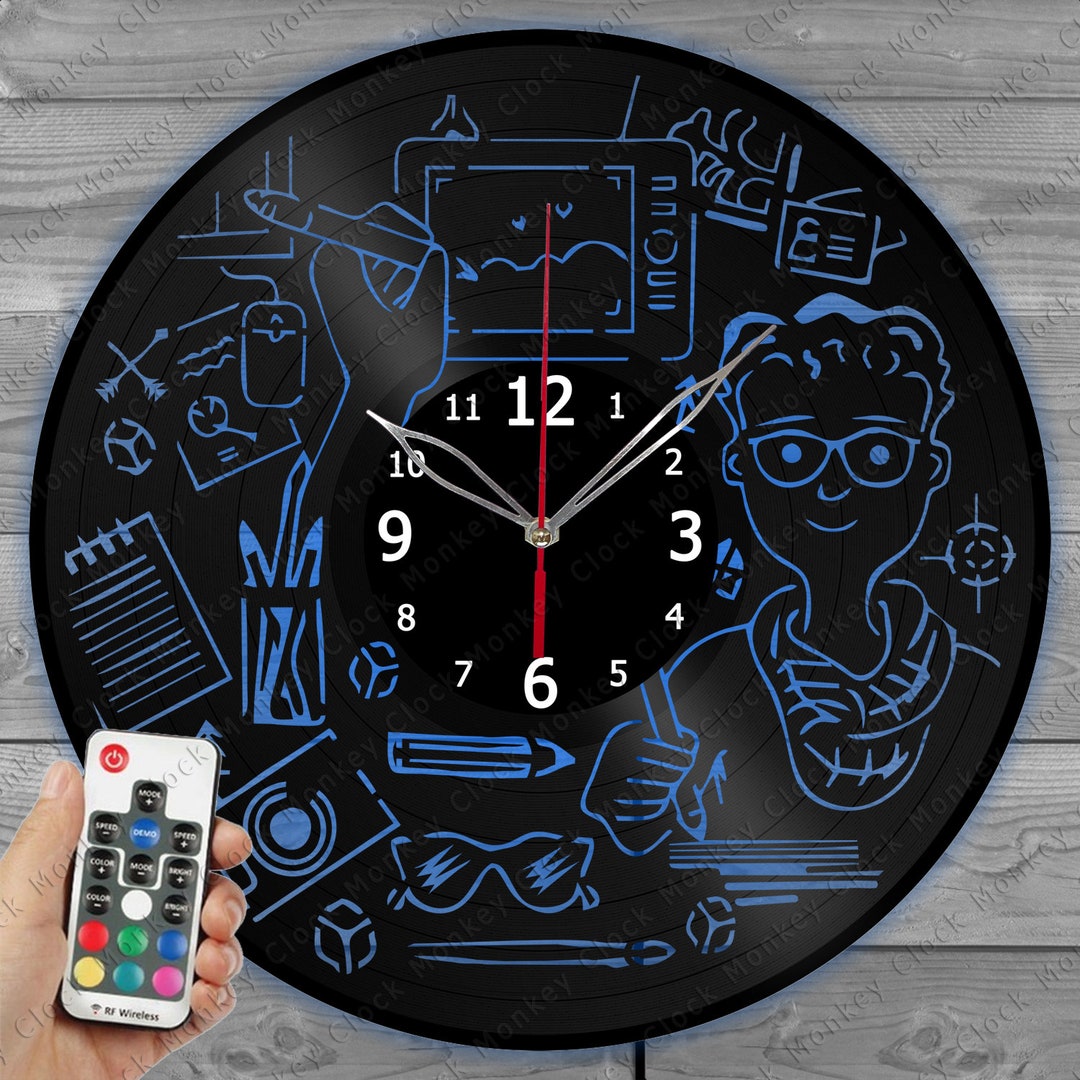 Designer Clock With LED Light Vinyl Clock Art Home Wall Clock Custom ...