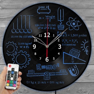 Physics Clock with LED Light Vinyl Clock Home Decor Wall Clock Custom Order Vinyl Record Wall Clock Personalized Design Gift for him & his
