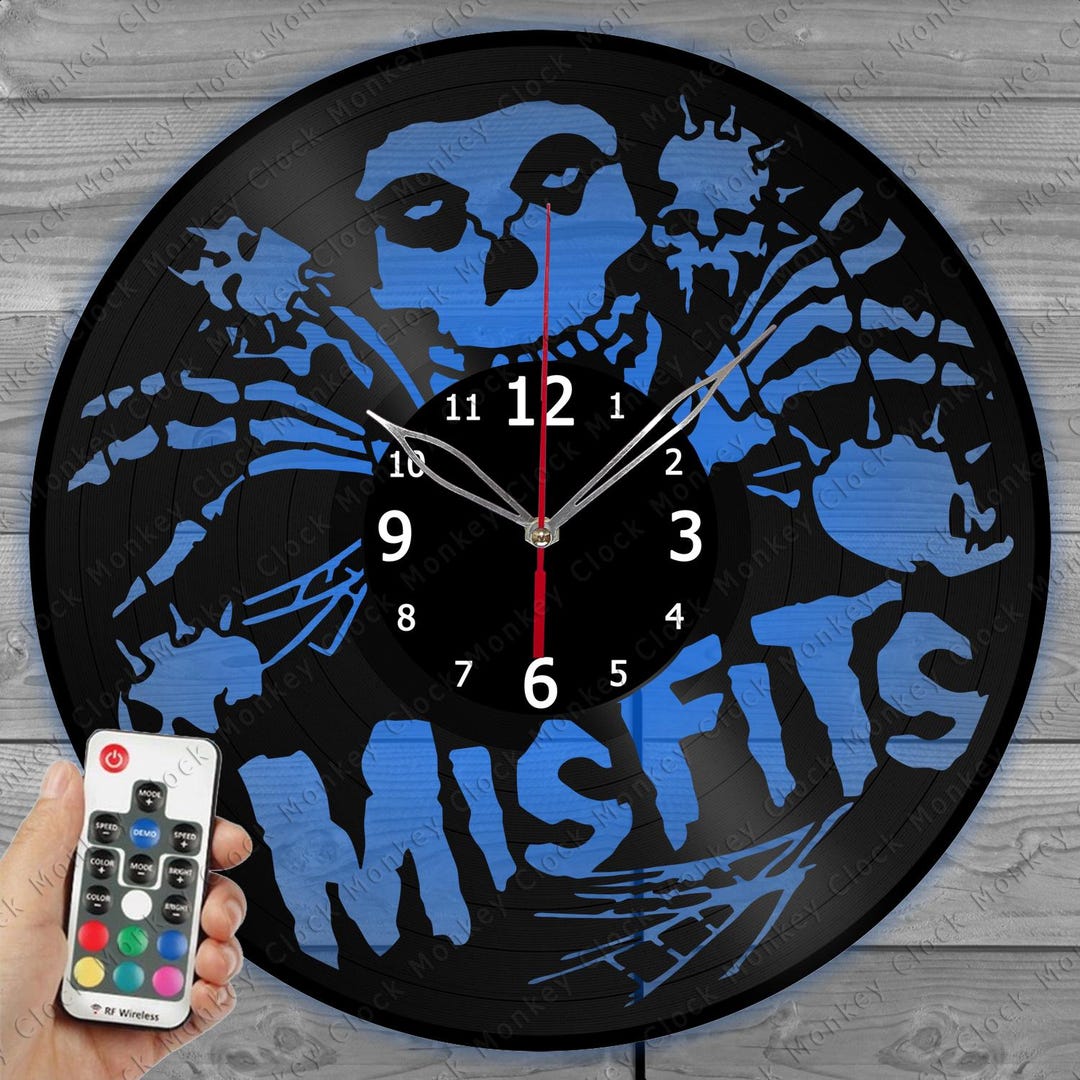 MISFITS Clock With LED Light Wall Art MISFITS Decor Rock Band Wall